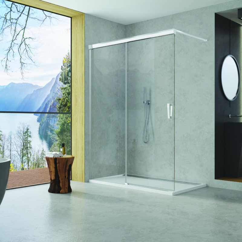 SANSWISS CADURA Walk-In sprchová stena 160 upevnenie vpravo, s posuvnými dverami, aluchróm, číre sklo s AquaPerle  CAW2D1605007