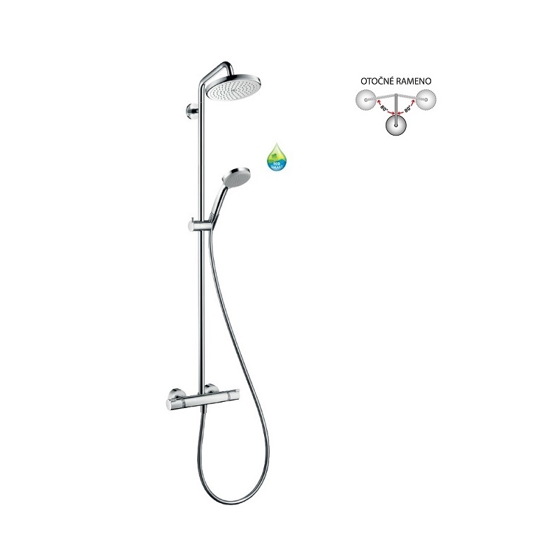 Hansgrohe Croma sprchový systém Showerpipe 220 1jet EcoSmart s termostatom chróm 27188000