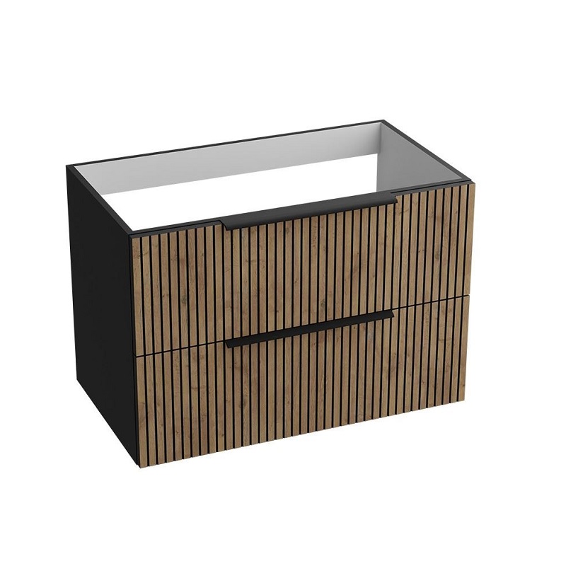 LAVITA OKLAHOMA WOOD skrinka pod umývadlo, závesná  80cm s 2 zásuvkami SoftClose drevo/čierna ( k umývadlu MINNESOTA81 )