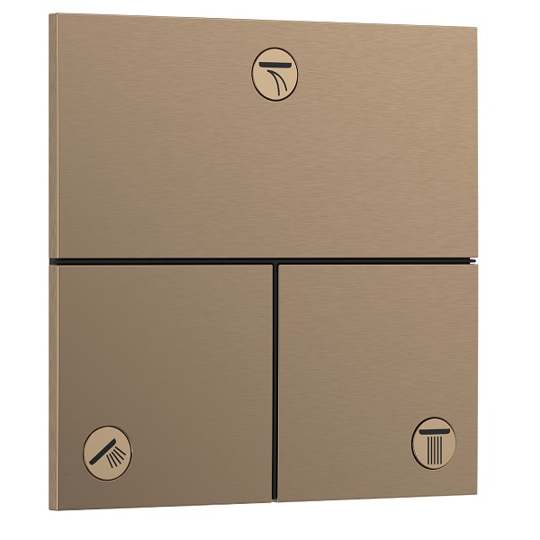 HANSGROHE ShowerSelect Comfort E ventil podomietkový pre 3 spotrebiče kartáčovaný bronz 15573140