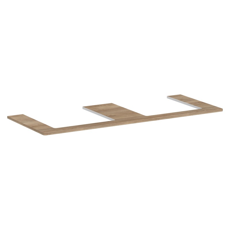 Hansgrohe Xelu Q doska pod umývadlo 1360 x 550 mm s 2 výrezmi pre zápustné umývadlo na dosku 500 x 480 mm, prírodný buk, 54099230