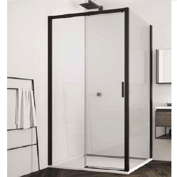 SANSWISS TOP-Line S Black sprchové posuvné dvere 160cm pevný dieľ vľavo, matná čierna, číre sklo TLS2D1600607