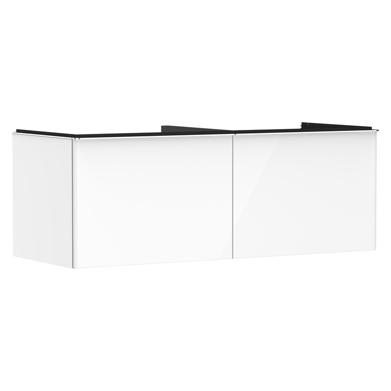 Hansgrohe Xelu Q skrinka pod zápustné umývadlo na dosku 1360 x 550 mm s 2 zásuvkami, biela s vysokým leskom, rukoväť chróm, 54066000