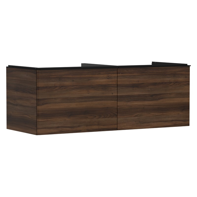 Hansgrohe Xelu Q skrinka pod zápustné umývadlo na dosku 1360 x 550 mm s 2 zásuvkami, tmavý orech, rukoväť matná čierna, 54069670