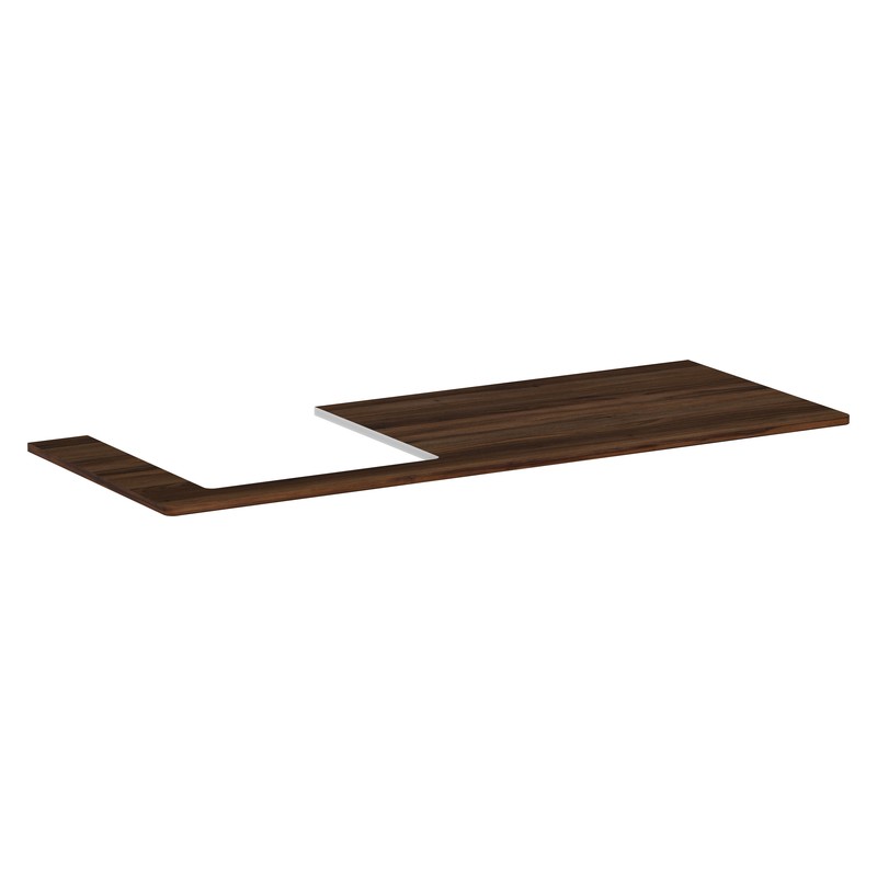 Hansgrohe Xelu Q doska pod umývadlo 1360 x 550 mm s výrezom vľavo pre zápustné umývadlo na dosku 500 x 480 mm, tmavý orech, 54097630
