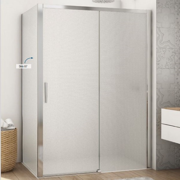 SANSWISS DIVERA sprchové posuvné dvere 100 s pevnou stenou vpravo, aluchróm, sklo Screen D22S2BP1005087