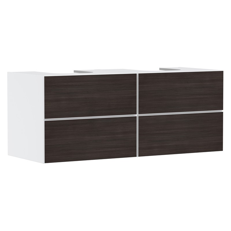 Hansgrohe Xevolos E skrinka pod umývadlo 1370 x 550 mm so 4 zásuvkami pre dosku s 2 zápustnými umývadlami, matná biela, 54196730