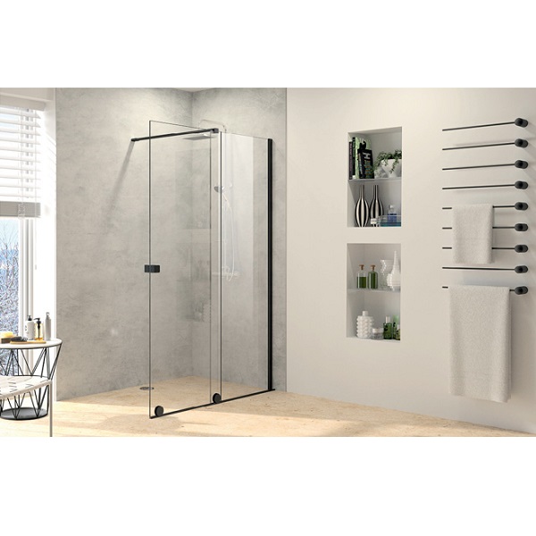 HÜPPE Xtensa Pure Walk-In sprchová stena 180 cm s dverami, upevnenie vpravo, strieborná pololesklá, číre sklo s AntiPlaque AP XT0209069322
