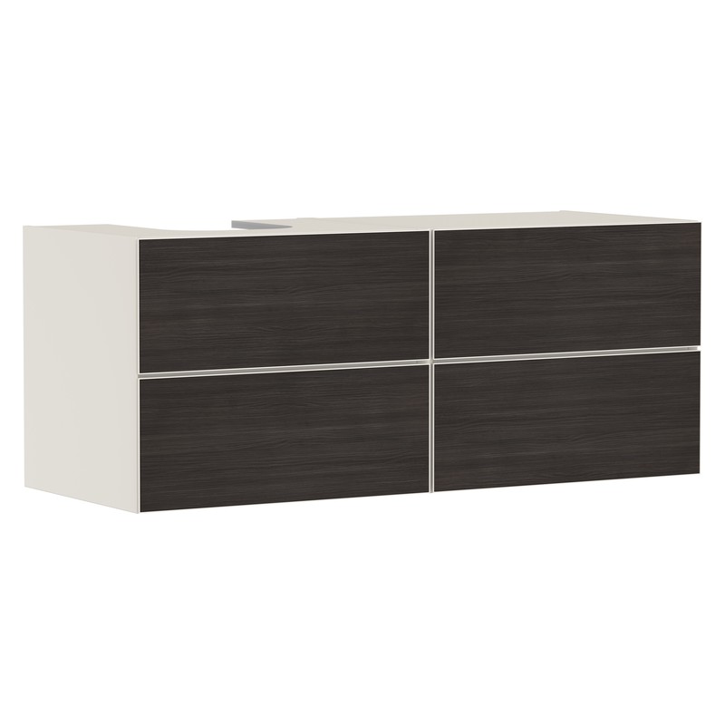 Hansgrohe Xevolos E skrinka pod umývadlo 1370 x 550 mm so 4 zásuvkami pre umývadlá na dosku vľavo, pieskovo béžová matná, 54237730