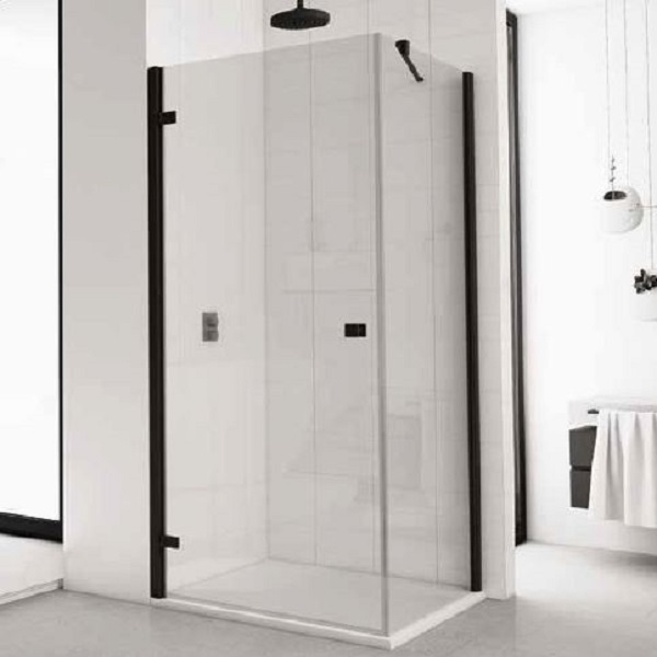 SANSWISS ANNEA sprchové dvere 100 cm 1-krídlové, montáž vľavo, matné čierne, číre sklo s AquaPerle AN1CG10000607