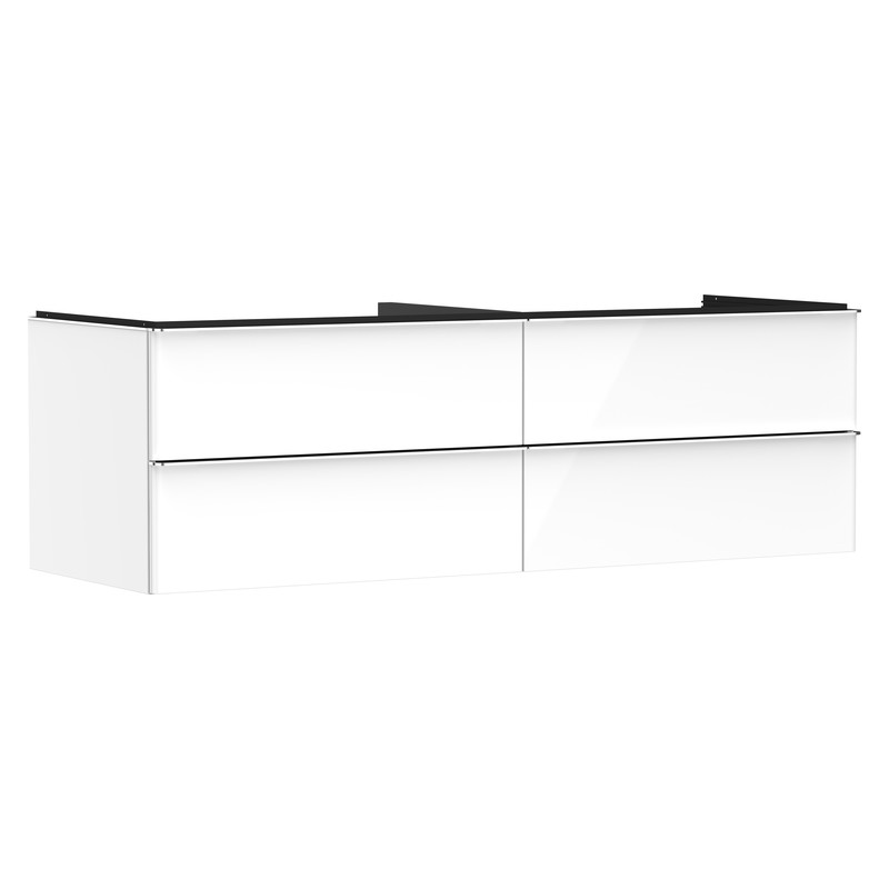 Hansgrohe Xelu Q skrinka pod umývadlo na dosku 1560 x 550 mm so 4 zásuvkami, biela s vysokým leskom, rukoväť chróm, 54090000