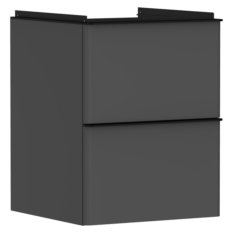 Hansgrohe Xelu Q skrinka pod umývadielko 480 x 475 mm s 2 zásuvkami, diamantová matná sivá, rukoväť matná čierna, 54020670