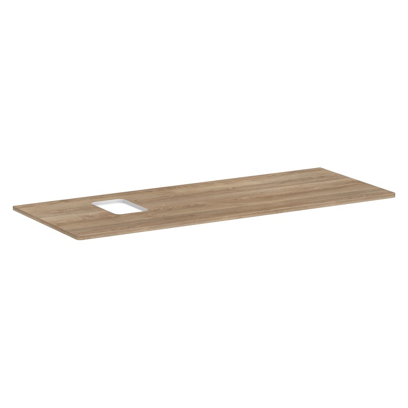 Hansgrohe Xelu Q doska pod umývadlo 1360 x 550 mm s výrezom vľavo pre umývadlo na dosku s otvorom pre batériu, prírodný buk, 54123230