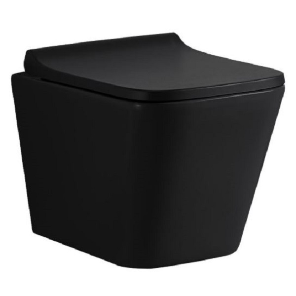 LAVITA LAGO BLACK set 2v1- závesná WC misa Rim+ + WC sedátko Slim so SoftClose čierna matná