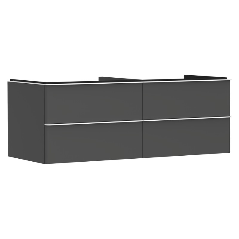 Hansgrohe Xelu Q skrinka pod umývadlo na dosku 1360 x 550 mm so 4 zásuvkami, diamantová matná sivá, rukoväť matná biela, 54087700