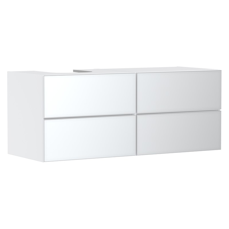 Hansgrohe Xevolos E skrinka pod umývadlo 1370 x 550 mm so 4 zásuvkami pre umývadlá na dosku vľavo, matná biela, 54236320