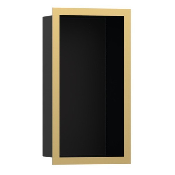 HANSGROHE XtraStoris Individual výklenok do steny matná čierna s designovým rámom 300 x 150 x 100 mm leštený vzhľad zlata 56095990