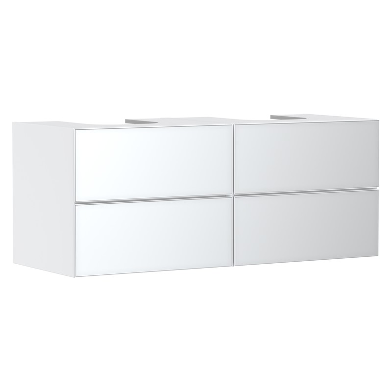 Hansgrohe Xevolos E skrinka pod umývadlo 1370 x 550 mm so 4 zásuvkami pre dosku s 2 zápustnými umývadlami, matná biela, 54196320