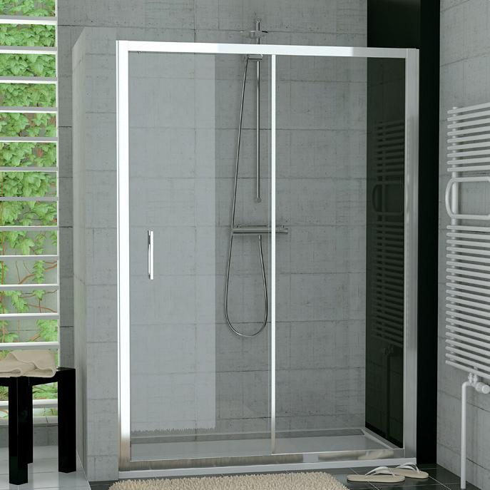 SANSWISS TOP-Line posuvné sprchové dvere 120cm 1-dielne s pevnou stenou aluchróm číre sklo s AquaPerle, TOPS212005007
