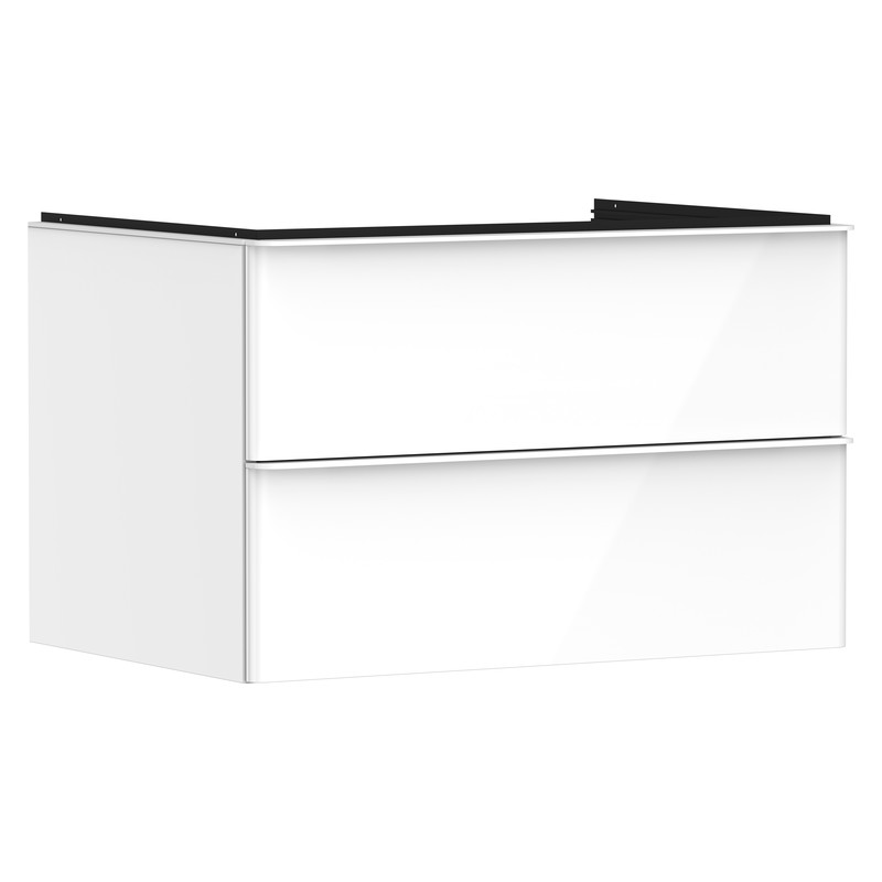 Hansgrohe Xelu Q skrinka pod umývadlo na dosku 780 x 550 mm s 2 zásuvkami, biela s vysokým leskom, rukoväť matná biela, 54074700