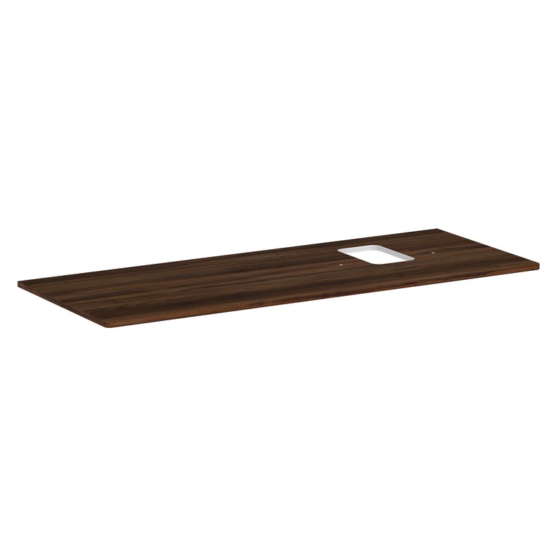 Hansgrohe Xelu Q doska pod umývadlo 1360 x 550 mm s výrezom vpravo pre umývadlo na dosku s otvorom pre batériu, tmavý orech, 54124630