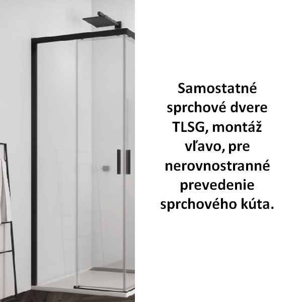 SANSWISS TOP-LINE S Black 120 cm sprchové dvere 2-dielne ľavé, pre rohový vstup, čierna matná, číre sklo s AquaPerle TLSG1200607