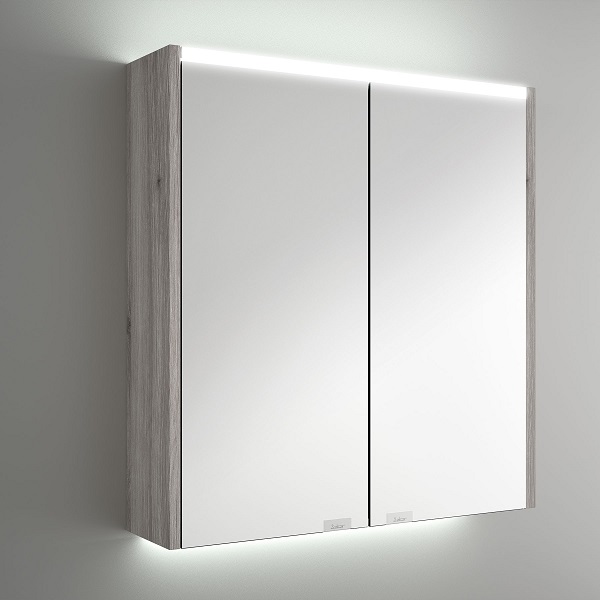 Salgar ALLIANCE 600 2-dverová zrkadlová skrinka s LED horným a spodným osvetlením, Bay Pine 83177