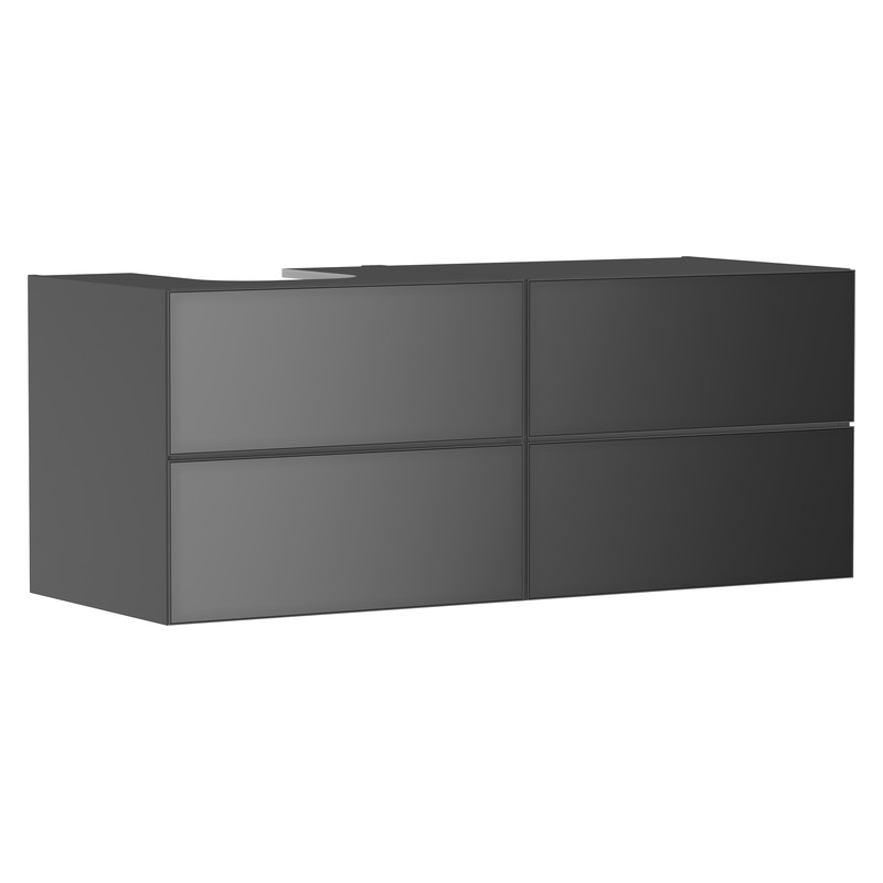 Hansgrohe Xevolos E skrinka pod umývadlo 1370 x 550 mm so 4 zásuvkami pre umývadlá na dosku vľavo, bridlicová matná sivá, 54238770