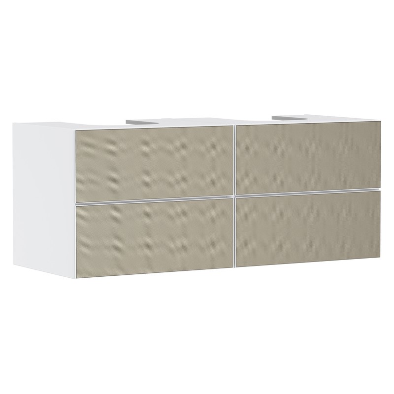 Hansgrohe Xevolos E skrinka pod umývadlo 1370 x 550 mm so 4 zásuvkami pre dosku s 2 zápustnými umývadlami, matná biela, 54196390