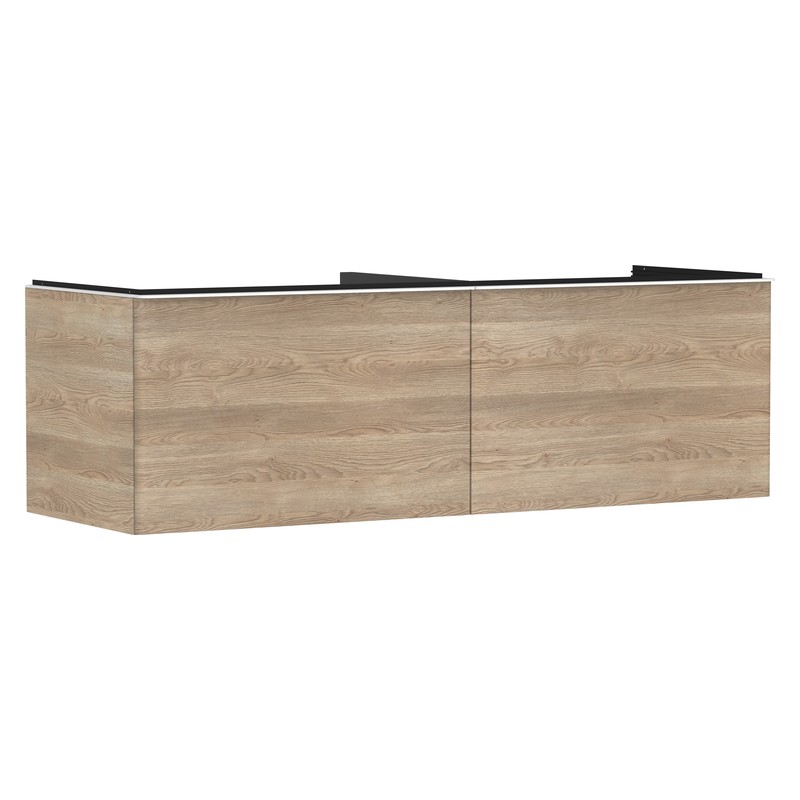 Hansgrohe Xelu Q skrinka pod zápustné umývadlo na dosku 1560 x 550 mm s 2 zásuvkami, prírodný dub, rukoväť matná biela, 54072700
