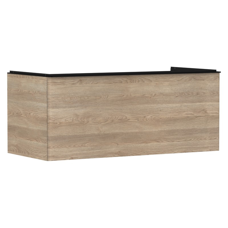 Hansgrohe Xelu Q skrinka pod zápustné umývadlo na dosku 1180 x 550 mm s 1 zásuvkou, prírodný dub, rukoväť matná čierna, 54064670