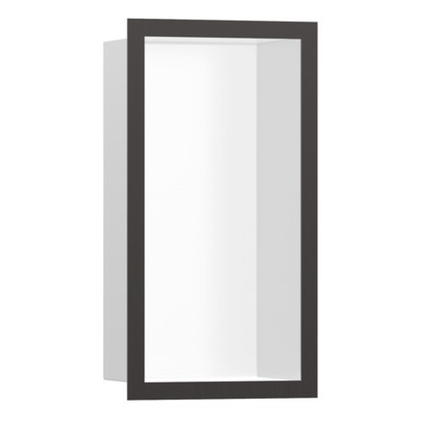 HANSGROHE XtraStoris Individual výklenok do steny matná biela s designovým rámom 300 x 150 x 100 mm kartáčovaný čierny chróm 56096340