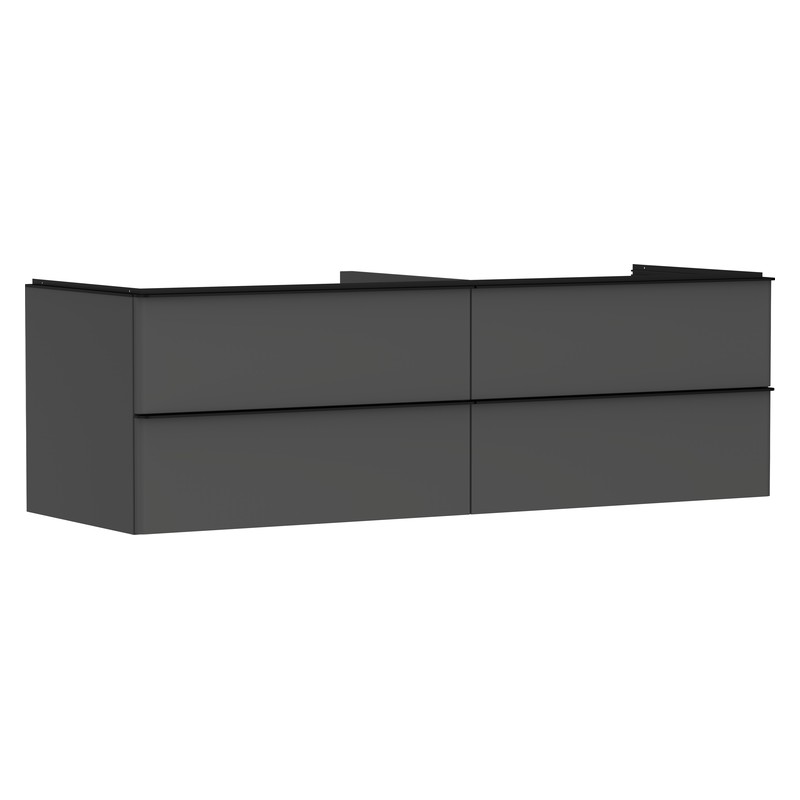 Hansgrohe Xelu Q skrinka pod umývadlo na dosku 1560 x 550 mm so 4 zásuvkami, diamantová matná sivá, rukoväť matná čierna, 54091670