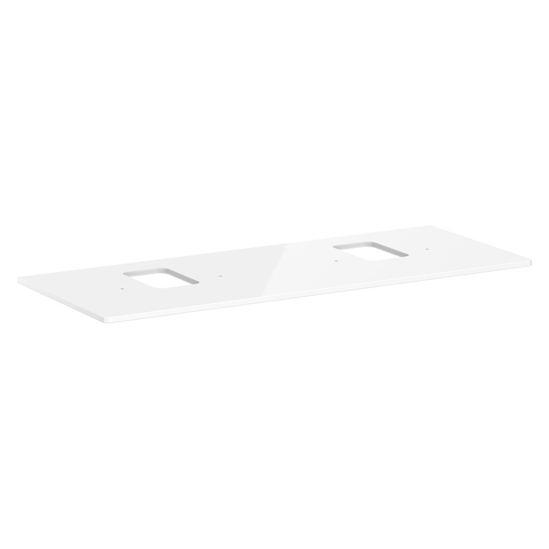 Hansgrohe Xelu Q doska pod umývadlo 1360 x 550 mm s 2 výrezmi pre umývadlo na dosku s otv. pre batériu, biela vysoký lesk, 54125050