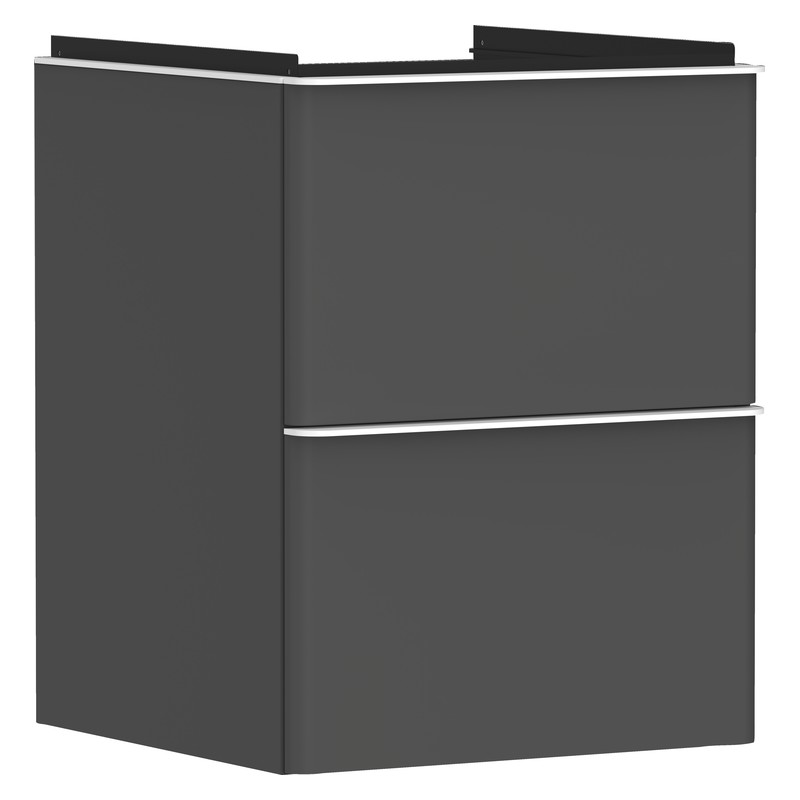 Hansgrohe Xelu Q skrinka pod umývadielko 480 x 475 mm s 2 zásuvkami, diamantová matná sivá, rukoväť matná biela, 54020700