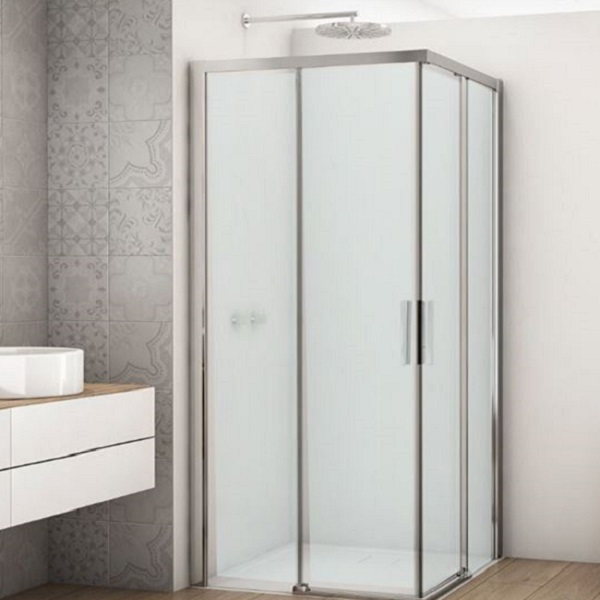 SANSWISS DIVERA sprchový kút 90 x 90 cm, posuvné dvere, rohový vstup, aluchróm, sklo Screen D22SE2B0905087