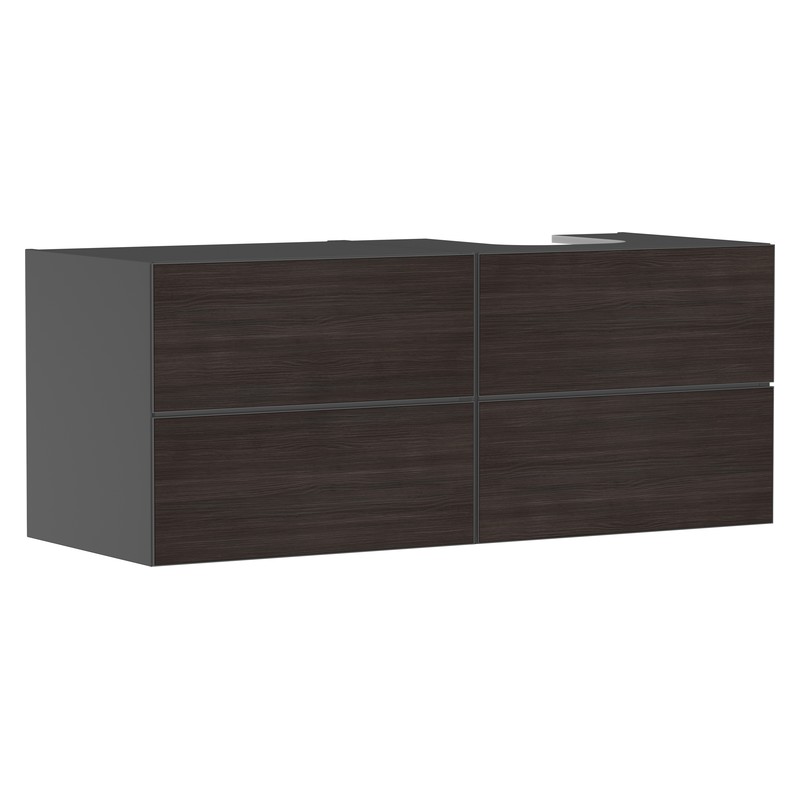 Hansgrohe Xevolos E skrinka pod umývadlo 1370 x 550 mm so 4 zásuvkami pre umývadlá na dosku vpravo, bridlicová matná sivá, 54241730