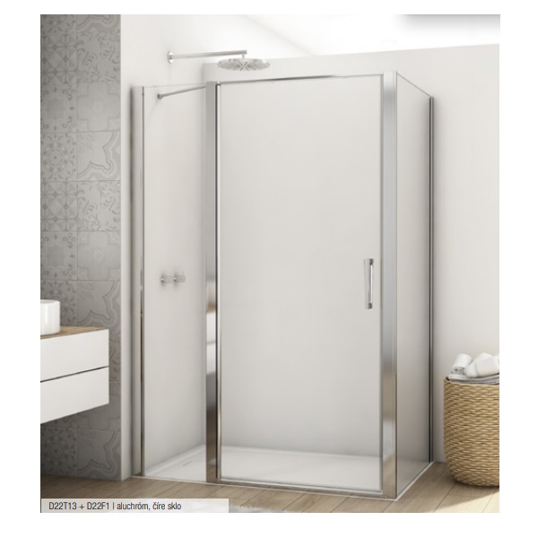 SANSWISS DIVERA sprchové dvere 140 1-krídlové s pevnou stenou aluchróm číre sklo D22T13080605007