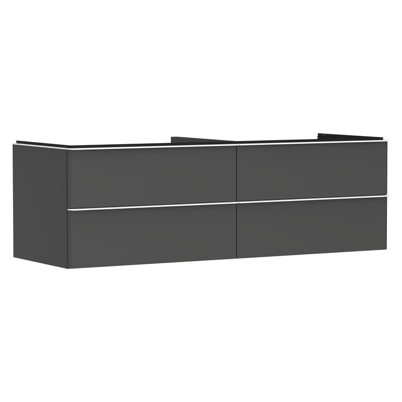 Hansgrohe Xelu Q skrinka pod umývadlo na dosku 1560 x 550 mm so 4 zásuvkami, diamantová matná sivá, rukoväť matná biela, 54091700
