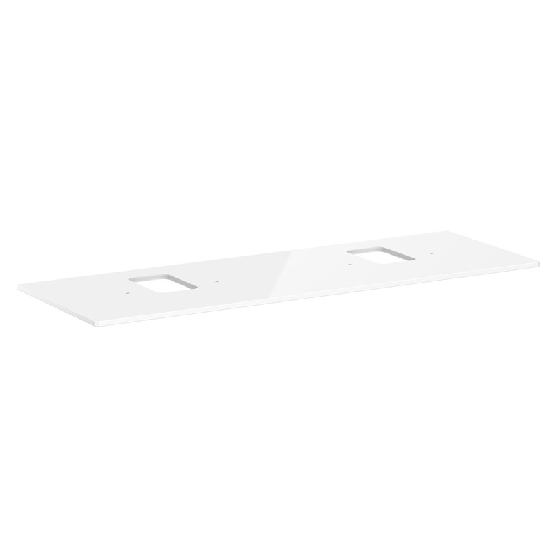 Hansgrohe Xelu Q doska pod umývadlo 1560 x 550 mm s 2 výrezmi pre umývadlo na dosku s otv. pre batériu, biela vysoký lesk, 54126050