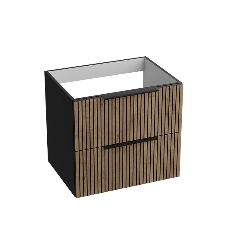 LAVITA OKLAHOMA WOOD skrinka pod umývadlo, závesná  60cm s 2 zásuvkami SoftClose drevo/čierna ( k umývadlu MINNESOTA61 )