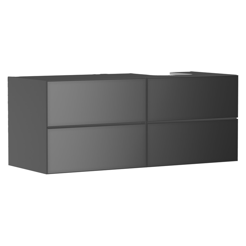 Hansgrohe Xevolos E skrinka pod umývadlo 1370 x 550 mm so 4 zásuvkami pre umývadlá na dosku vpravo, bridlicová matná sivá, 54241770