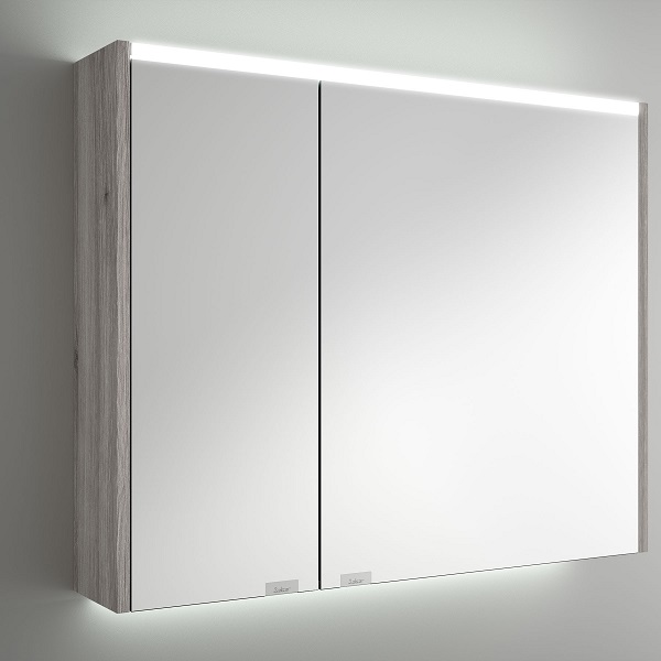 Salgar ALLIANCE 800 2-dverová zrkadlová skrinka s LED horným a spodným osvetlením, Bay Pine 83184