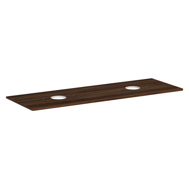 Hansgrohe Xelu Q doska pod umývadlo 1560 x 550 mm s 2 výrezmi pre umývadlo na dosku, bez otvoru pre batériu, tmavý orech, 54119630