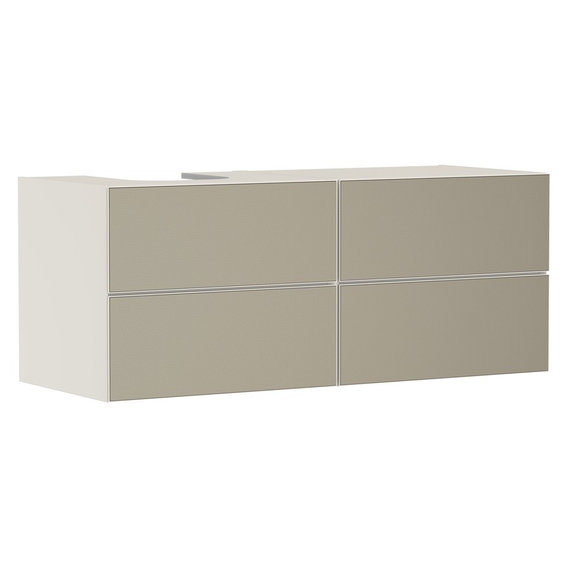 Hansgrohe Xevolos E skrinka pod umývadlo 1370 x 550 mm so 4 zásuvkami pre umývadlá na dosku vľavo, pieskovo béžová matná, 54237390