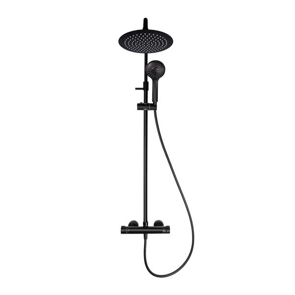 RUBINETA OLO - Sprchový systém + THERMO-15 BK termostatická sprchová batéria matná čierna 625038
