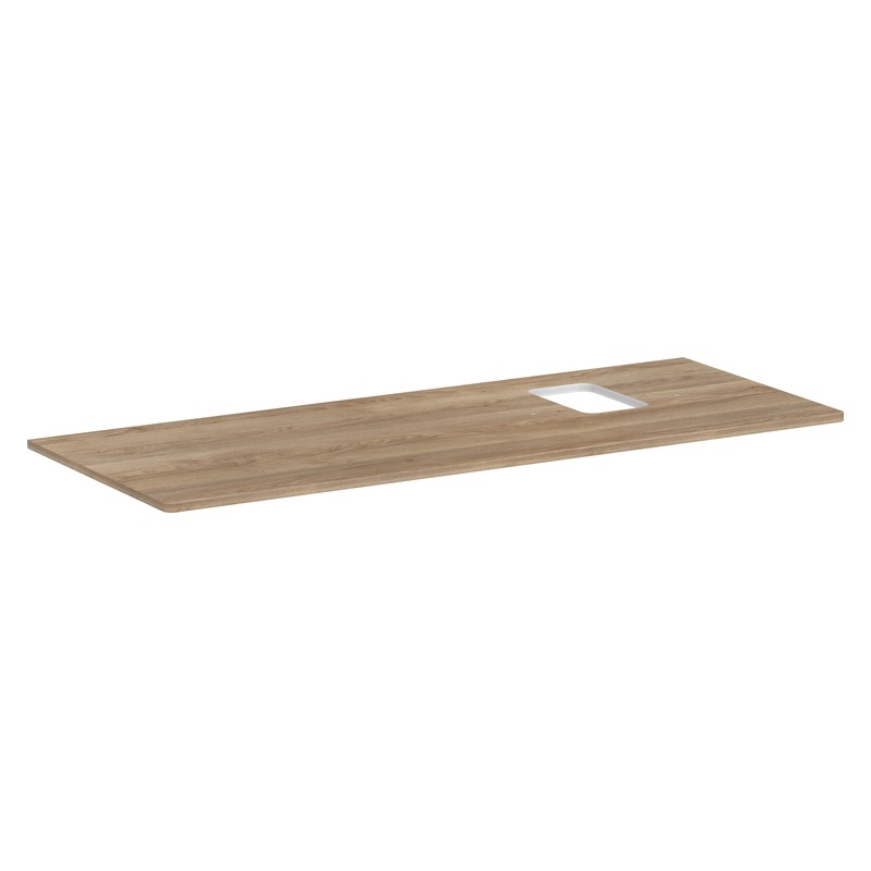 Hansgrohe Xelu Q doska pod umývadlo 1360 x 550 mm s výrezom vpravo pre umývadlo na dosku s otv. pre batériu, prírodný buk, 54124230