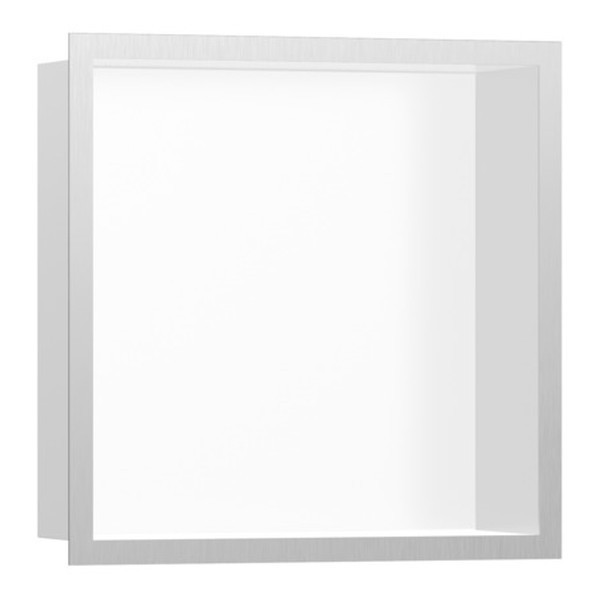 HANSGROHE XtraStoris Individual výklenok do steny matná biela s designovým rámom 300 x 300 x 100 mm kartáčovaná nerez 56099800