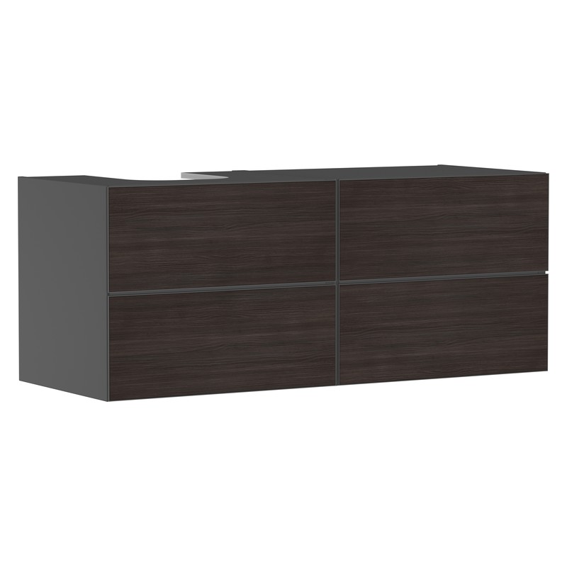 Hansgrohe Xevolos E skrinka pod umývadlo 1370 x 550 mm so 4 zásuvkami pre umývadlá na dosku vľavo, bridlicová matná sivá, 54238730