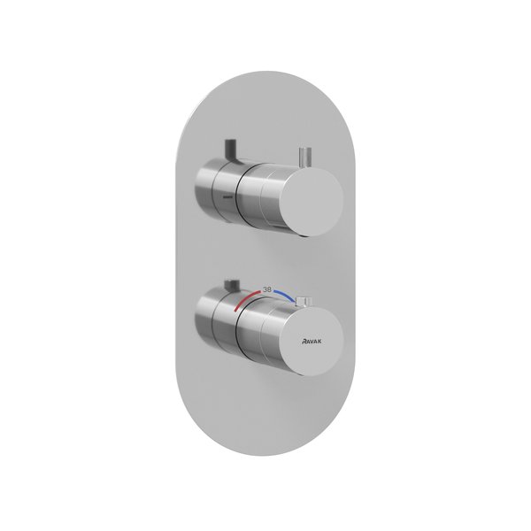 RAVAK Espirit batéria vaňová podomietková termostatická pre 2 spotrebiče s prepínačom pre R-box chróm X070206